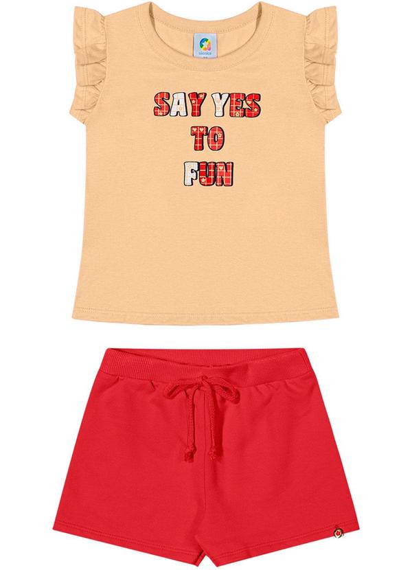 Alenice - Conjunto Meia Malha e Moletom com Frase Laranja