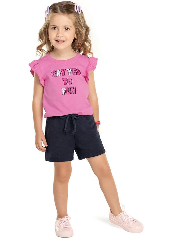 Alenice - Conjunto Meia Malha e Moletom com Frase Rosa