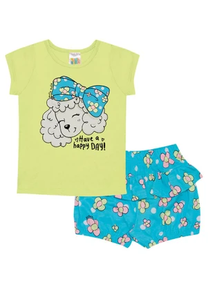 Pulla Bulla - Conjunto Meia Malha Menina Amarelo - PULLA BULLA