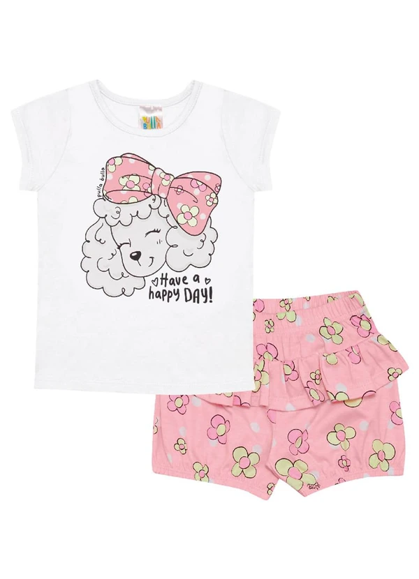 Pulla Bulla - Conjunto Meia Malha Menina Branco