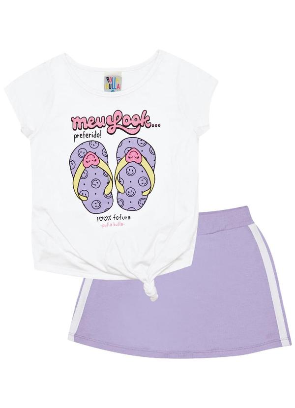 Pulla Bulla - Conjunto Meia Malha Menina Branco