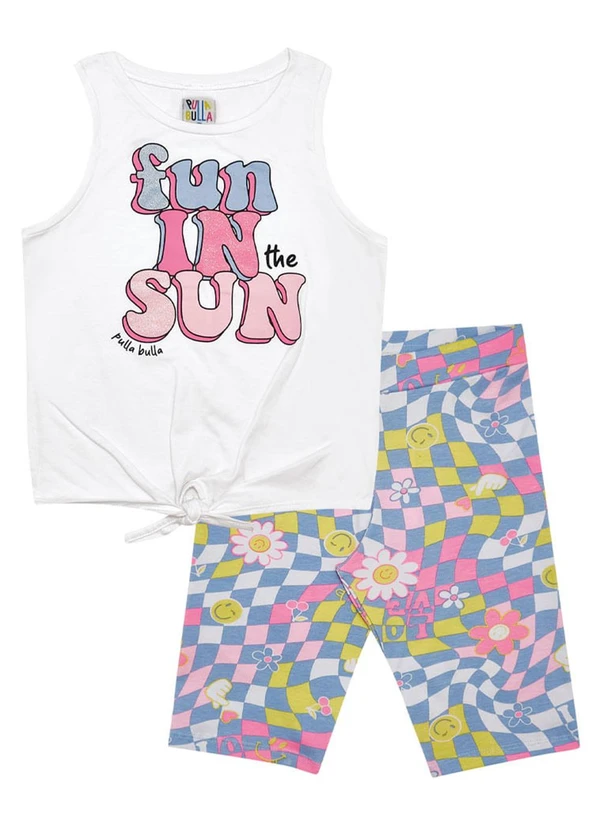 Pulla Bulla - Conjunto Meia Malha Menina Branco