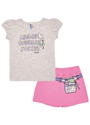 Pulla Bulla - Conjunto Meia Malha Menina Cinza - PULLA BULLA