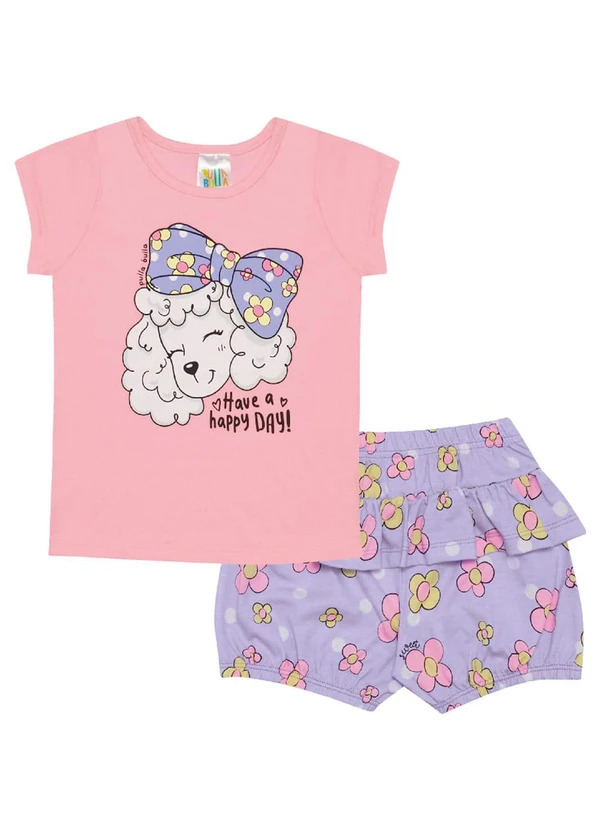 Pulla Bulla - Conjunto Meia Malha Menina Rosa