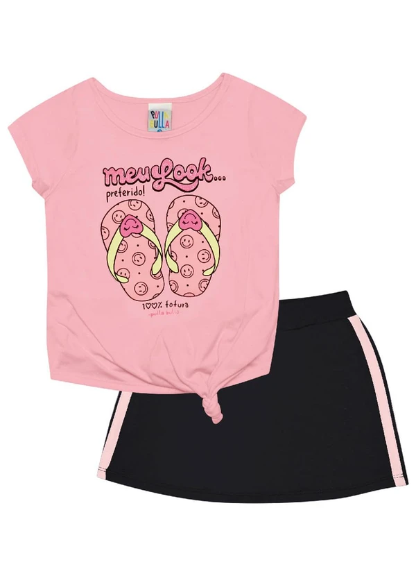 Pulla Bulla - Conjunto Meia Malha Menina Rosa