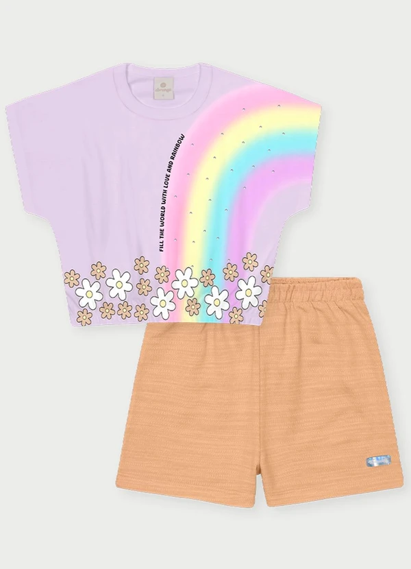 Abrange - Conjunto Menina Arco-Íris Roxo