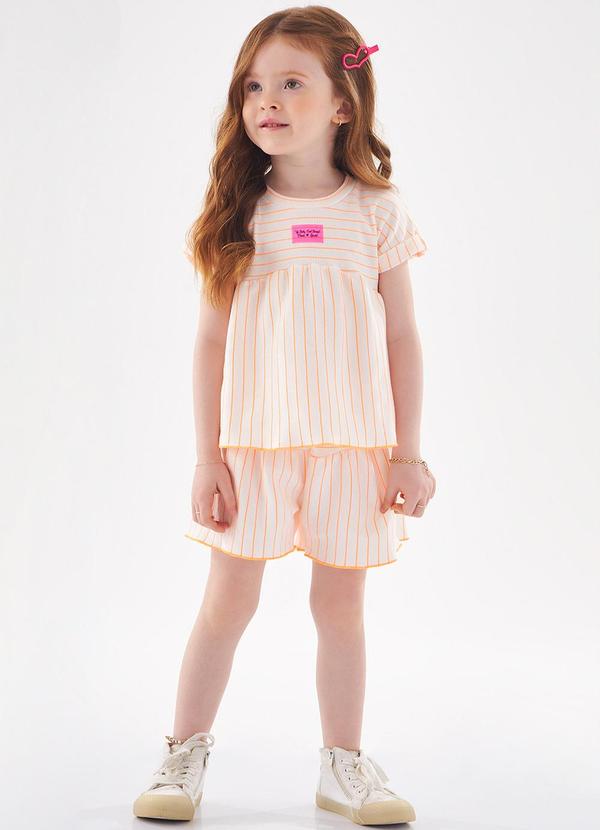 Up Baby - Conjunto Menina Bata e Short Laranja