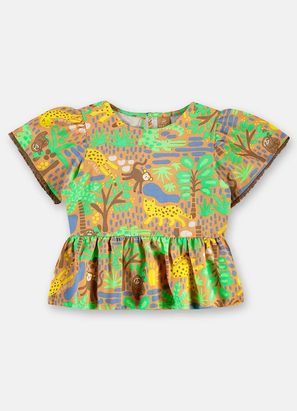 Up Baby - Conjunto Menina Bata e Short Marrom 3