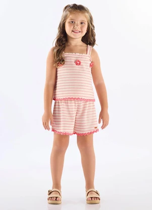 Up Baby - Conjunto Menina Bata e Short Rosa - UP BABY