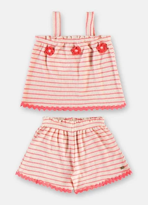 Up Baby - Conjunto Menina Bata e Short Rosa - UP BABY
