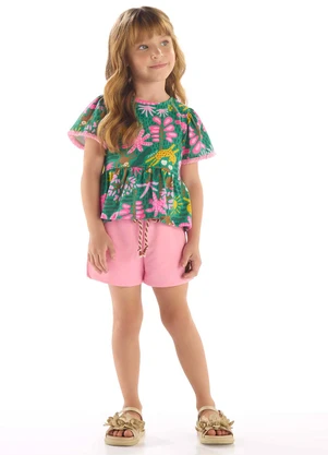 Up Baby - Conjunto Menina Bata e Short Verde - UP BABY