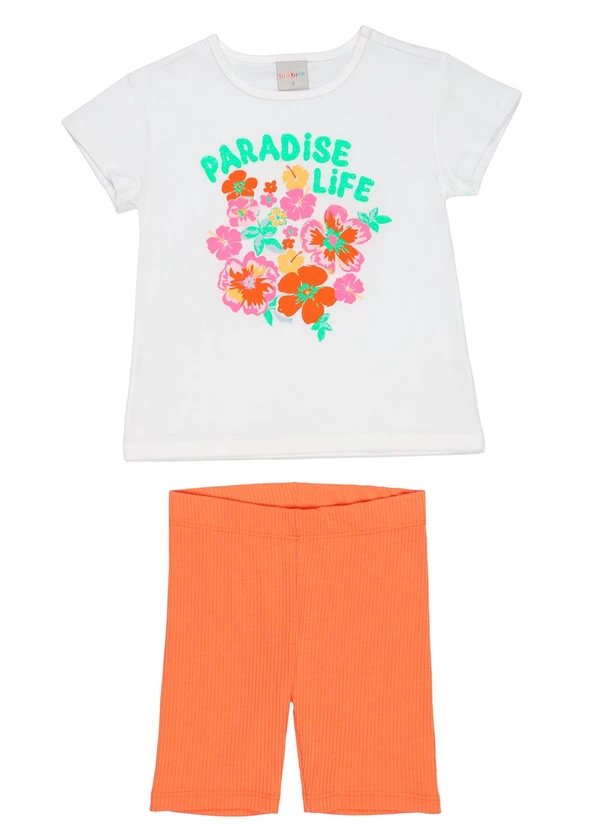 Tink Bink - Conjunto Menina Bermuda Ciclista Laranja 1