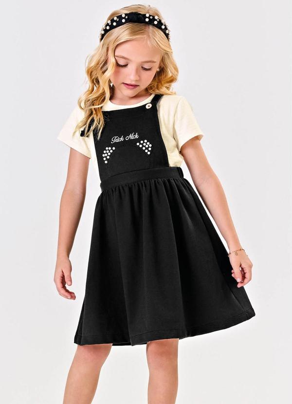 Trick Nick - Conjunto Menina Blusa com Salopete Preto
