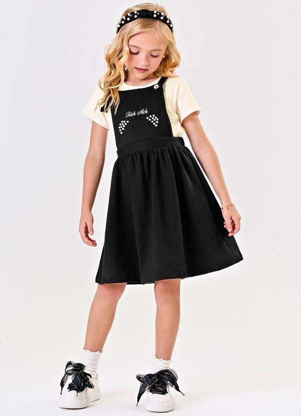 Trick Nick - Conjunto Menina Blusa com Salopete Preto 3