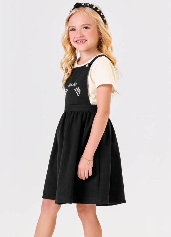 Trick Nick - Conjunto Menina Blusa com Salopete Preto 4