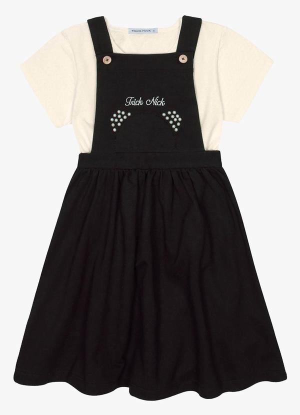Trick Nick - Conjunto Menina Blusa com Salopete Preto 5