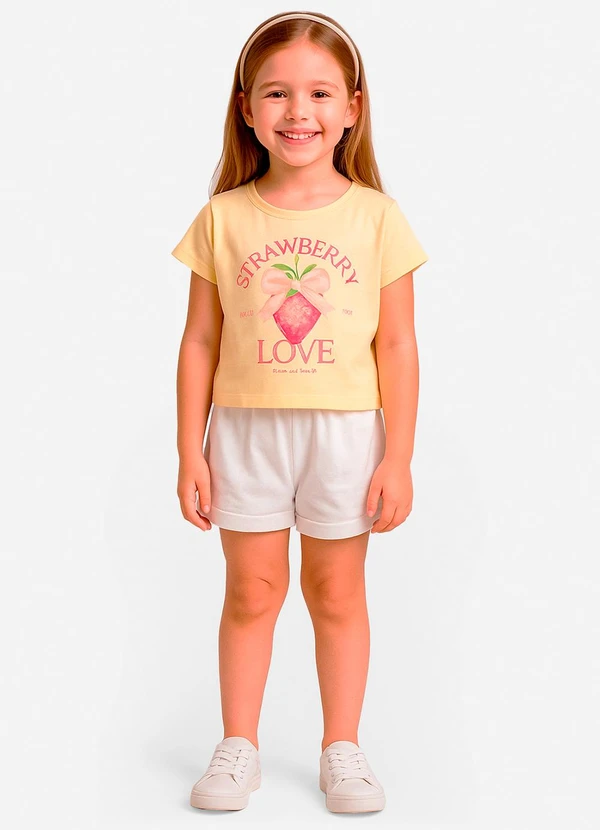 Select - Conjunto Menina Blusa com Shorts Amarelo