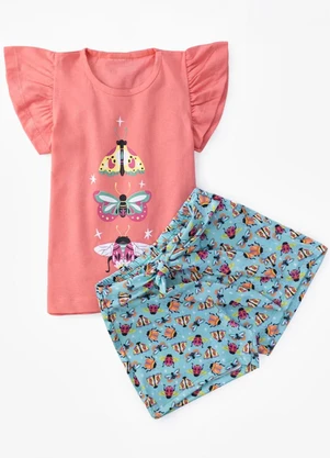 Select - Conjunto Menina Blusa com Shorts Laranja - SELECT