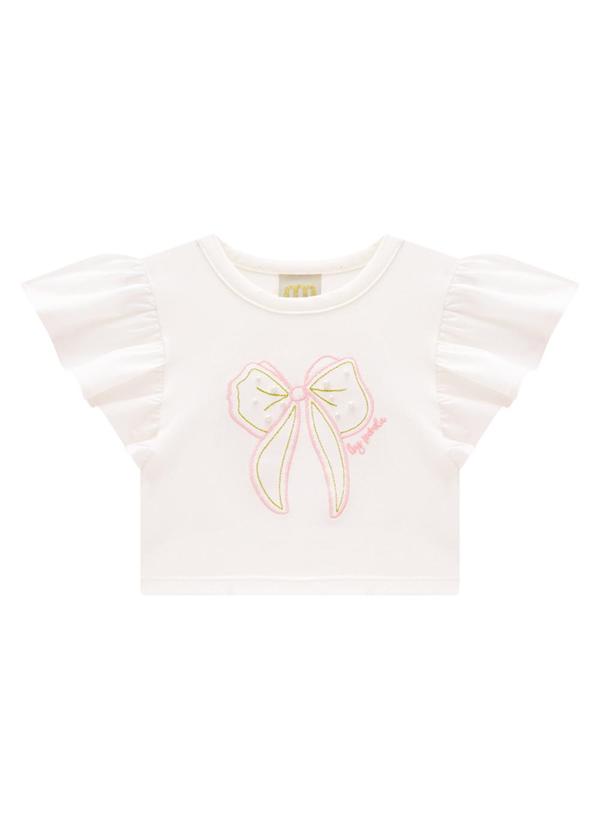 Milli e Nina - Conjunto Menina Blusa Cotton e Shorts Cetim Bege 2