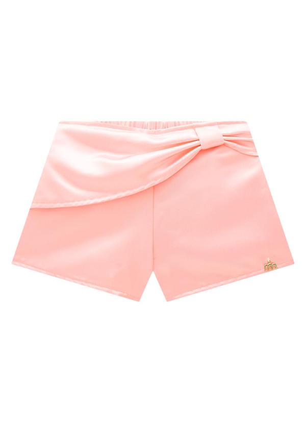 Milli e Nina - Conjunto Menina Blusa Cotton e Shorts Cetim Bege 3