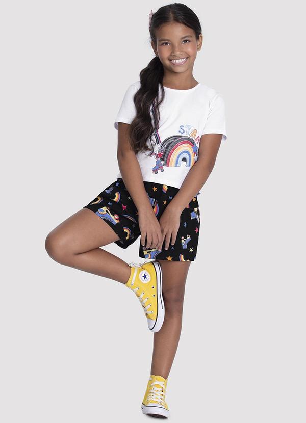 Alakazoo - Conjunto Menina Blusa Cropped e Shorts Preto