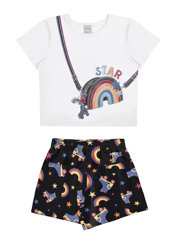 Alakazoo - Conjunto Menina Blusa Cropped e Shorts Preto 2