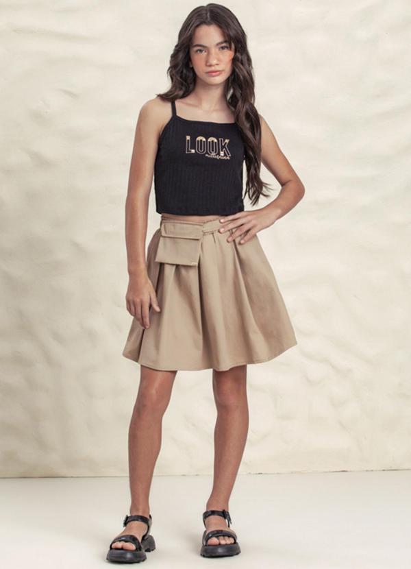 Milli e Nina - Conjunto Menina Blusa e Saia com Pochete Preto