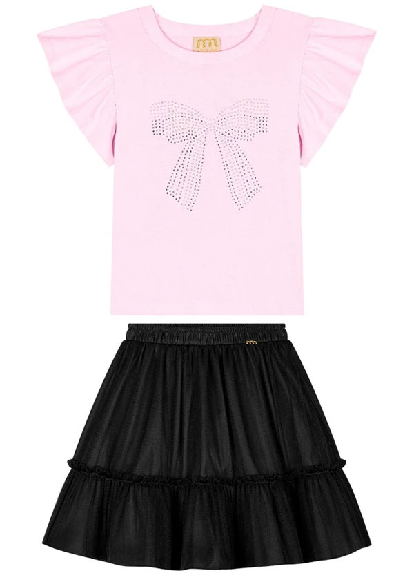 Milli e Nina - Conjunto Menina Blusa e Saia em Tule Bege 2