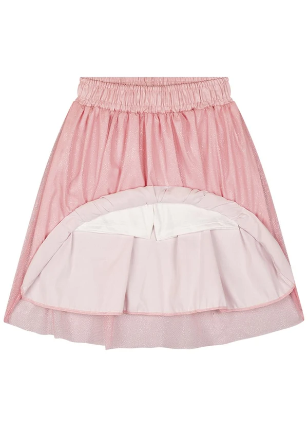 Milli e Nina - Conjunto Menina Blusa e Saia em Tule Brilho Rosa 4