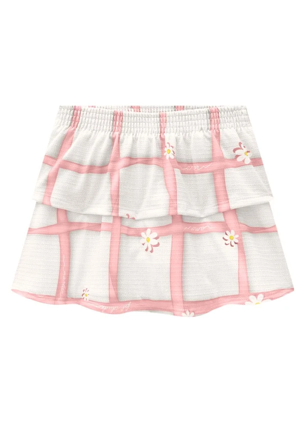 Marlan - Conjunto Menina Blusa e Saia Grid Junino Rosa 3