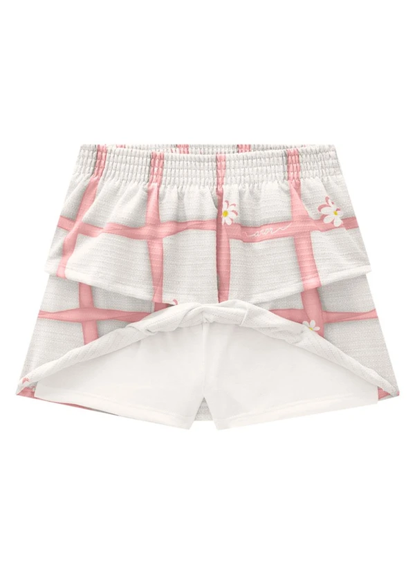 Marlan - Conjunto Menina Blusa e Saia Grid Junino Rosa 4