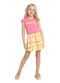 Marlan - Conjunto Menina Blusa e Saia Grid Junino Bege - variação: Rosa