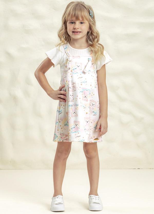 Milli e Nina - Conjunto Menina Blusa e Salopete Ursinhas Bege