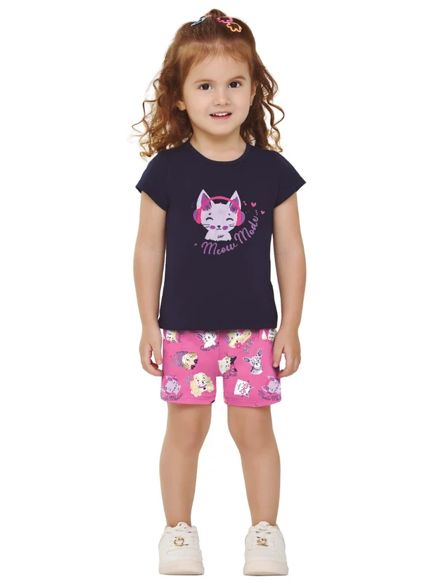 Elian - Conjunto Menina Blusa e Short Azul