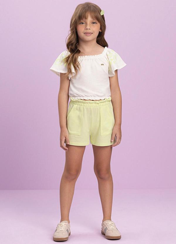 Milli e Nina - Conjunto Menina Blusa e Short em Piquet Bege