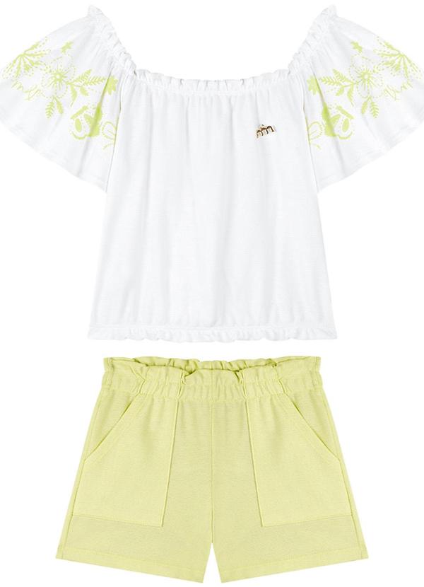Milli e Nina - Conjunto Menina Blusa e Short em Piquet Bege 2