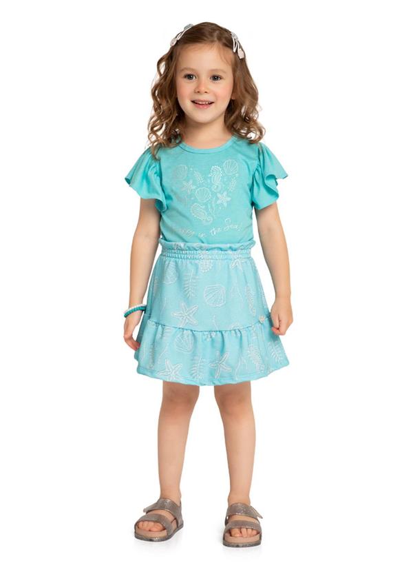 Marlan - Conjunto Menina Blusa e Short Saia Paradise Azul