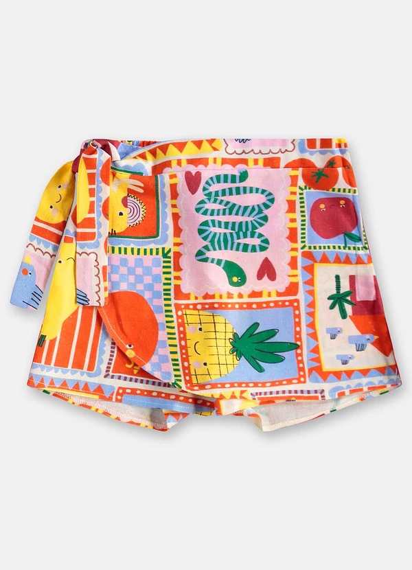 Três e Já - Conjunto Menina Blusa e Short-Saia Rosa 4