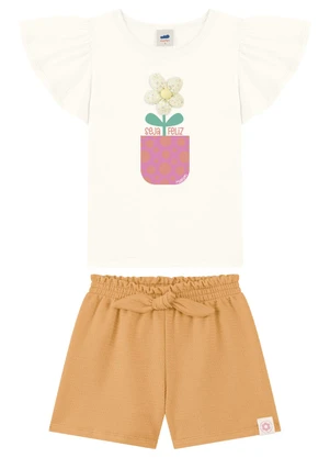 Marlan - Conjunto Menina Blusa e Shorts Bege - MARLAN