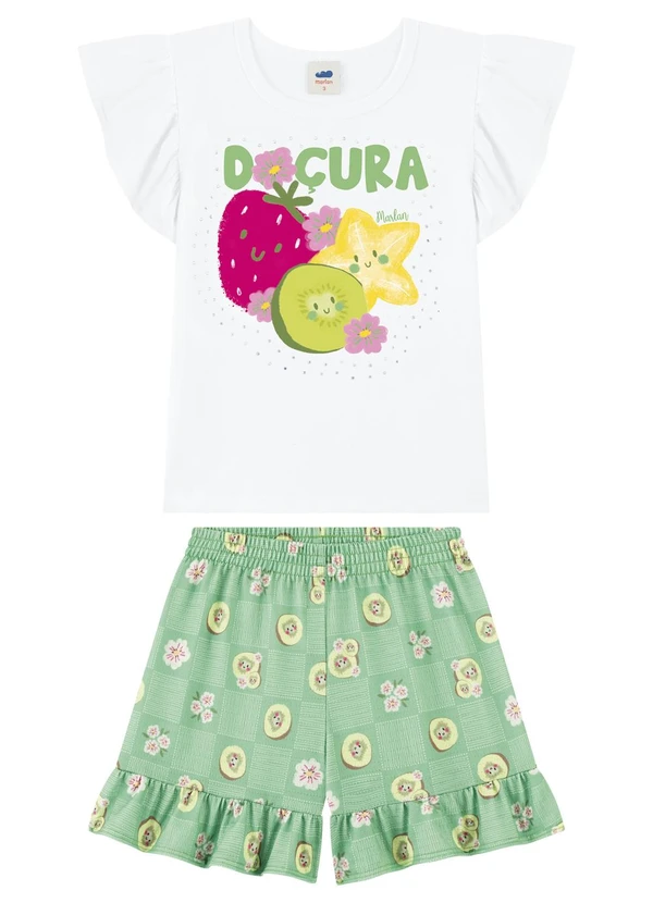 Marlan - Conjunto Menina Blusa e Shorts Branco