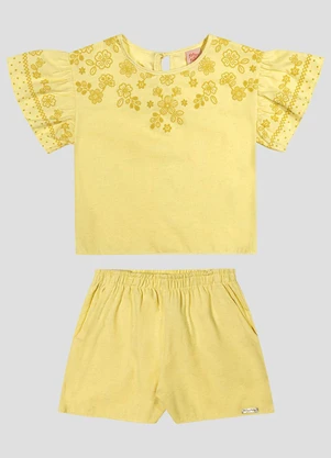 Kely Kety - Conjunto Menina Blusa e Shorts Cambuci Amarelo - KELY KETY