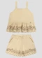 Kely Kety - Conjunto Menina Blusa e Shorts Cambuci Bege - variação: Bege
