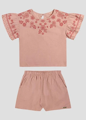 Kely Kety - Conjunto Menina Blusa e Shorts Cambuci Laranja - KELY KETY