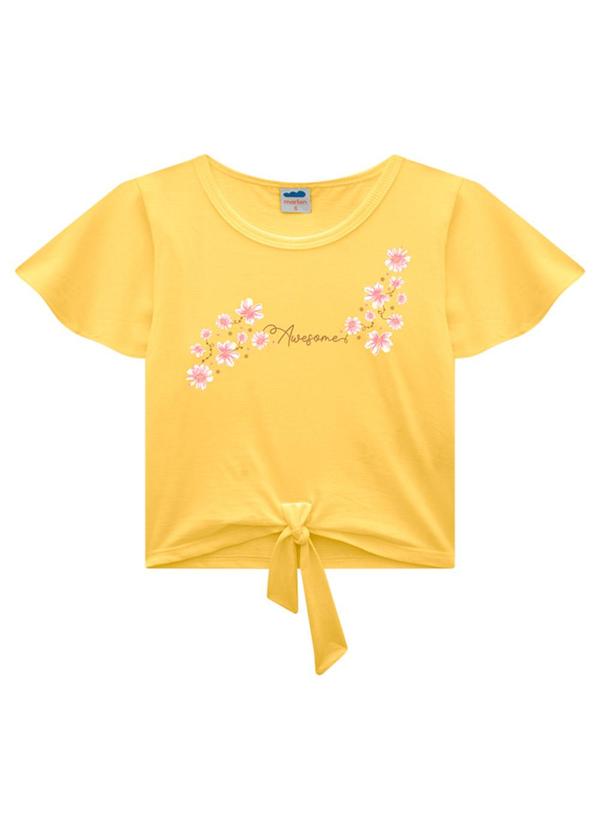 Marlan - Conjunto Menina Blusa e Shorts em Fleece Amarelo