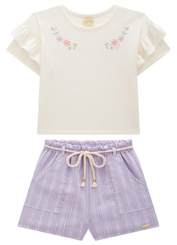 Milli e Nina - Conjunto Menina Blusa e Shorts Bege 2