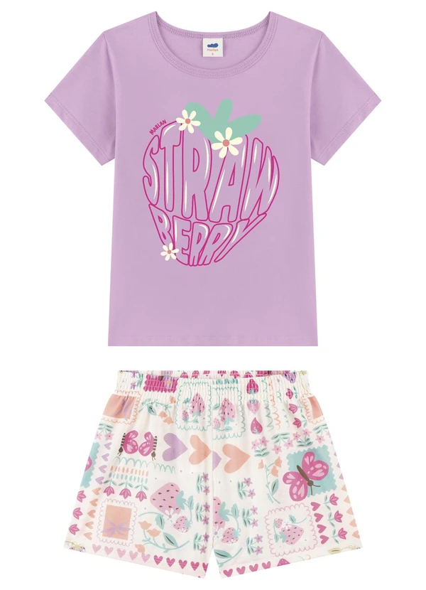 Marlan - Conjunto Menina Blusa e Shorts Roxo