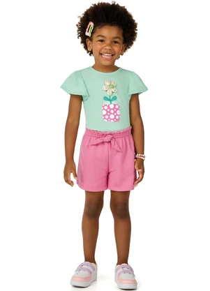 Marlan - Conjunto Menina Blusa e Shorts Verde - MARLAN