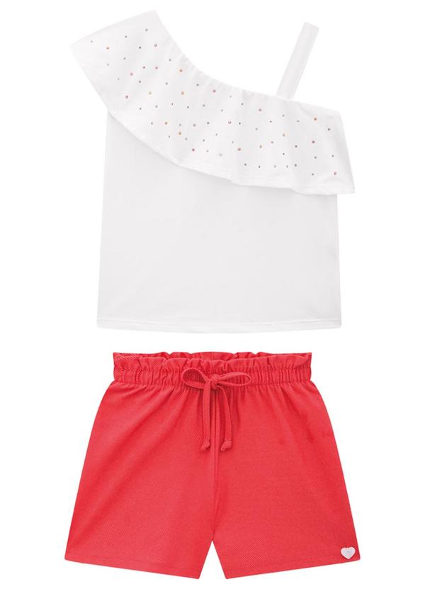 Marlan - Conjunto Menina Blusa Strass e Shorts Branco 2
