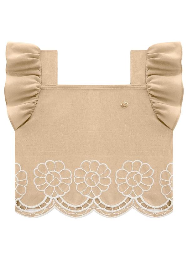 Milon - Conjunto Menina Bordado Bege 3