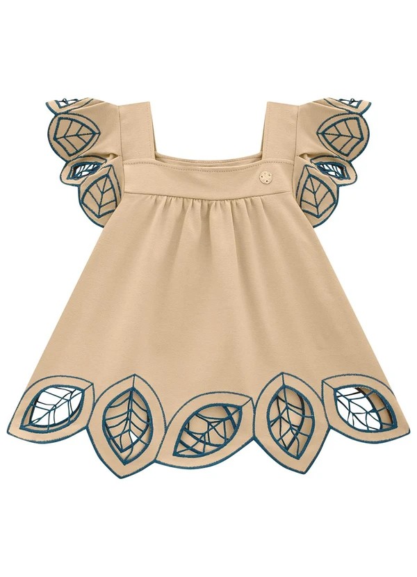 Milon - Conjunto Menina Bordado Marrom 3